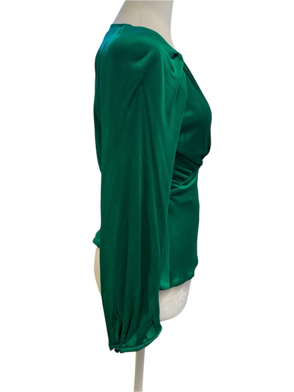 DVF Diane Von Furstenberg Venmo Emerald Green Long Sleeve Wrap US Small NWT - Picture 3 of 15